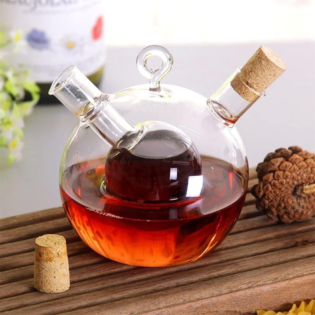 2 in 1 Glass Oil and Vinegar Bottles of Soy Sauce Vinegar Bottle Kitchen Supplies Glass Bottle Kitchen Oil Bottle (Color : Transparent, Size : 100 * 115mm)