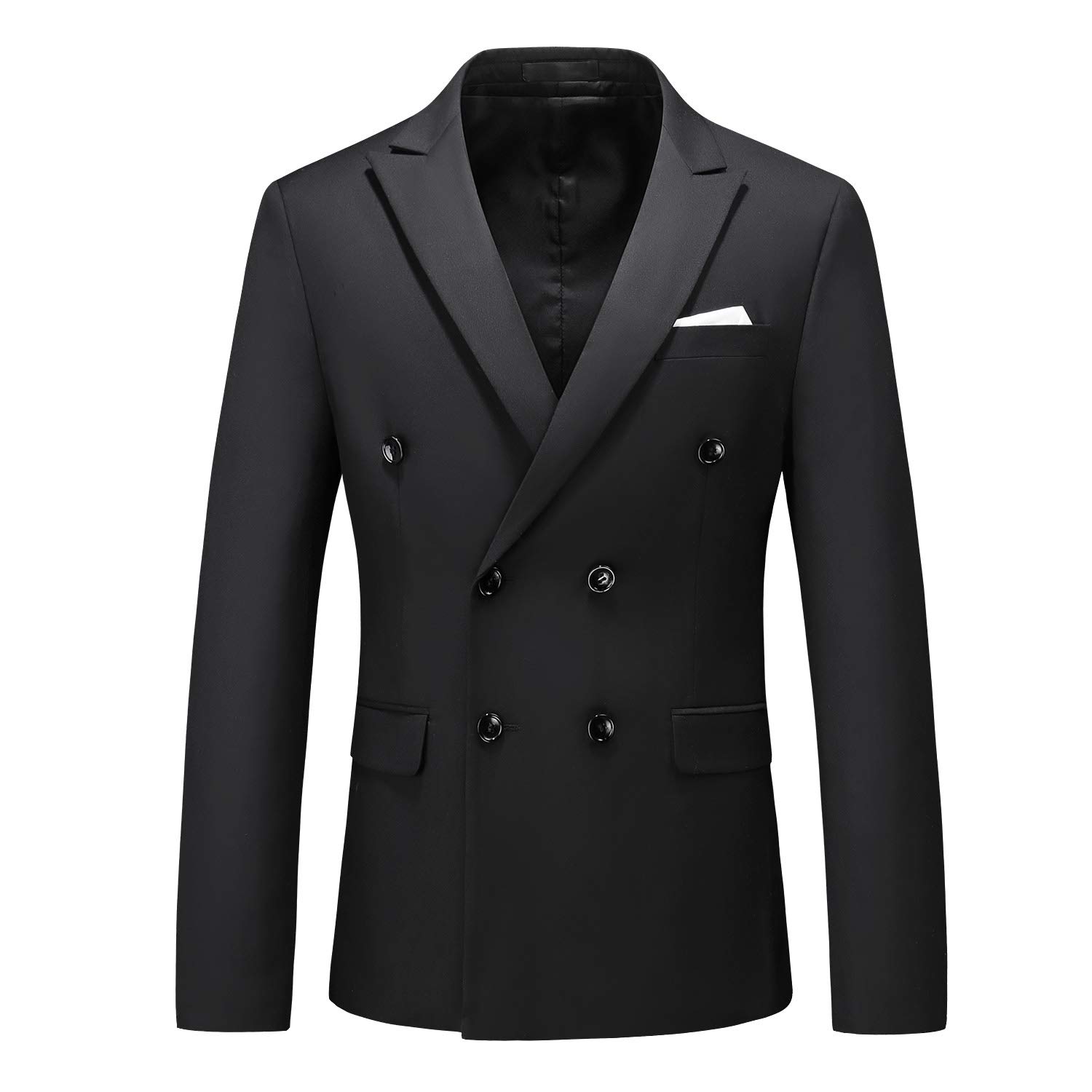 MOGU Men's Double-Breasted Suit Blazer Slim Fit Solid Color Sport Coat Jacket for Business, Wedding, Prom & Formal Events