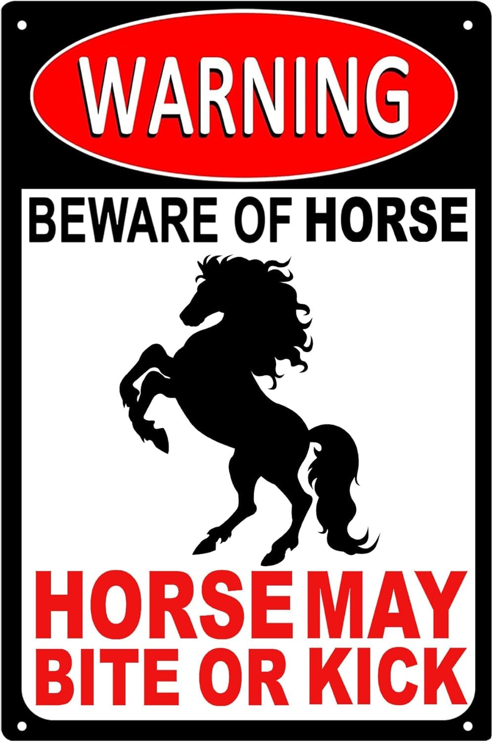Aluminum Horse Sign Beware of Horse Warning Rust Free Aluminum Decor - Fence Gate Decoration with Reflective Sheeting for Horse Ranch - Weatherproof, 12x16 Inch​