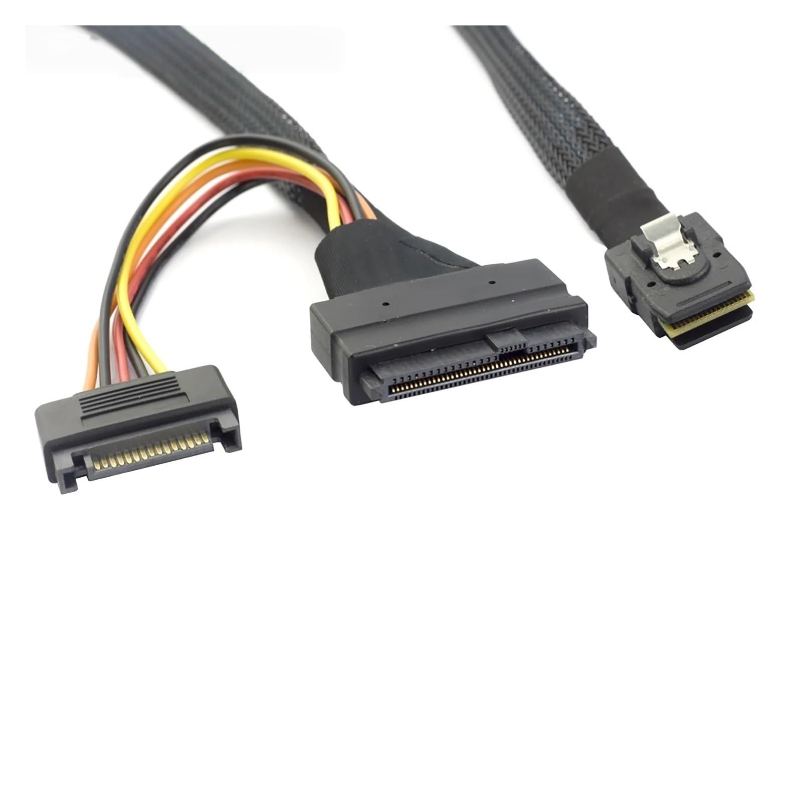 Kabel zasilający męski SATA 1,0 m MI NI S*A*S HD SFF-8087 36P do S*A*S U.2 SFF-8639 68P żeński