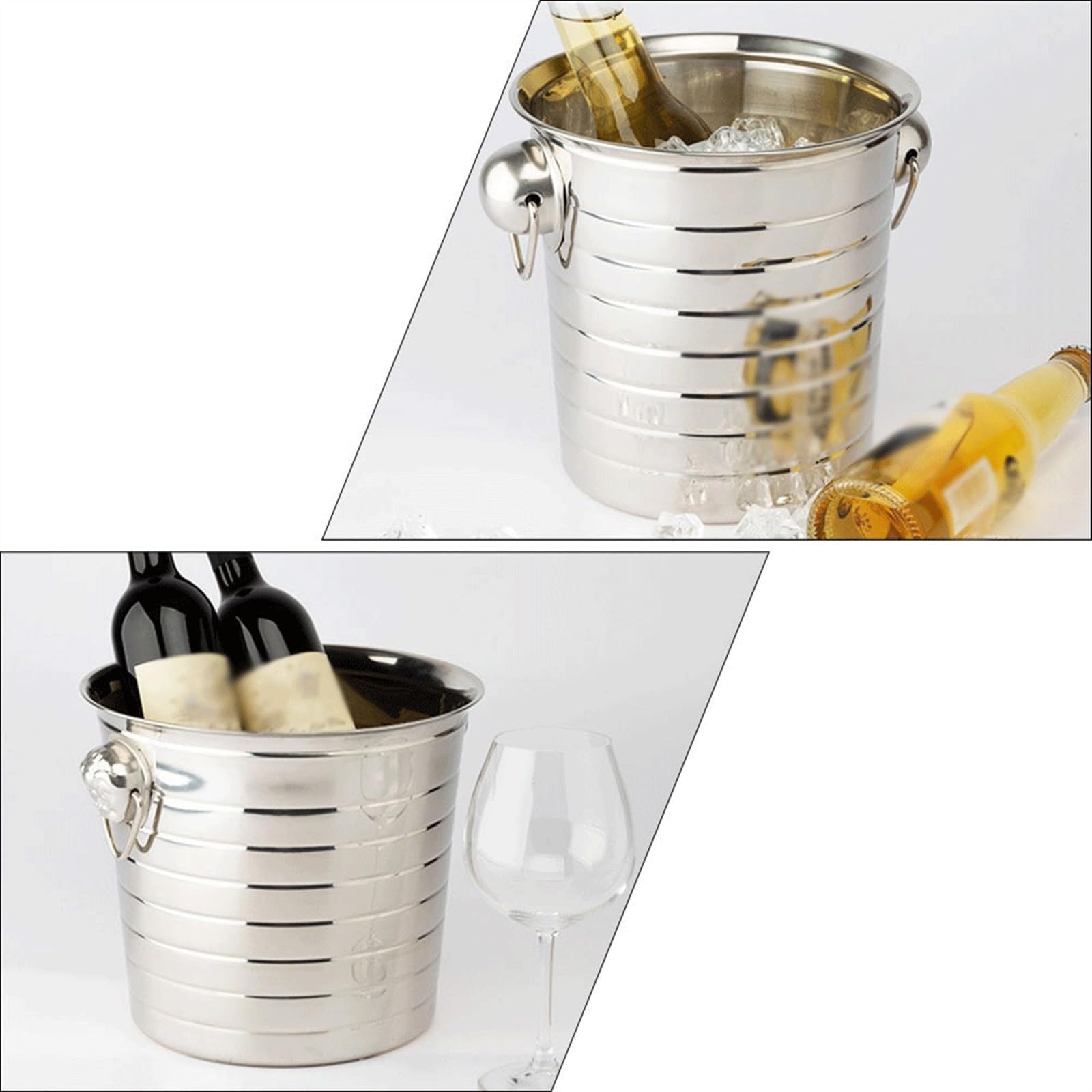 Cubitera/Enfriador Cubo de hielo de acero inoxidable, congelador portátil, KTV, fiesta, champán, botella de bebida, refrigeración resistente, 1 unidad, Enfriador de botellas de vino Cubiteras Botellas