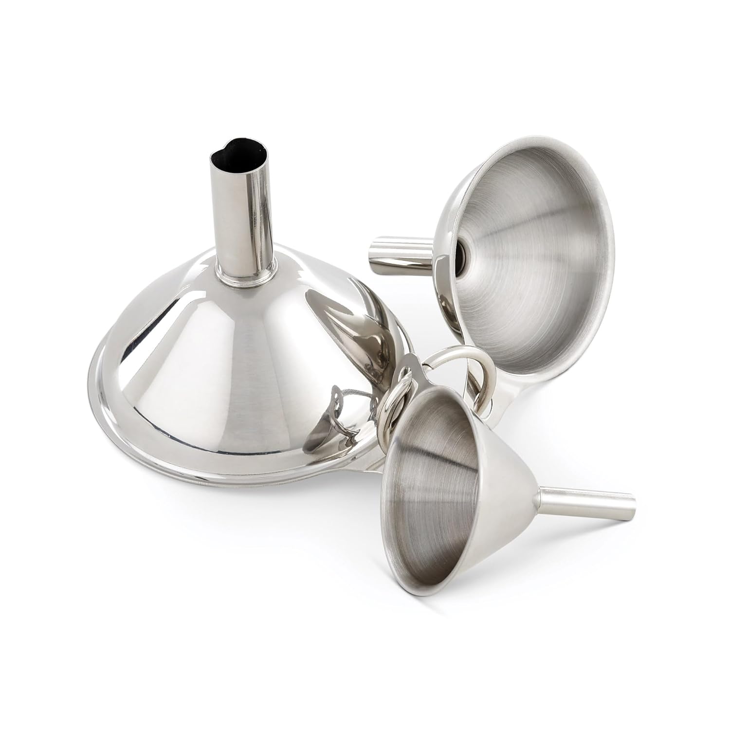 HIC Kitchen Condiment Funnels, Set of 3, 0.5-Ounces, 0.75-Ounces, and 2-Ounce Capacities