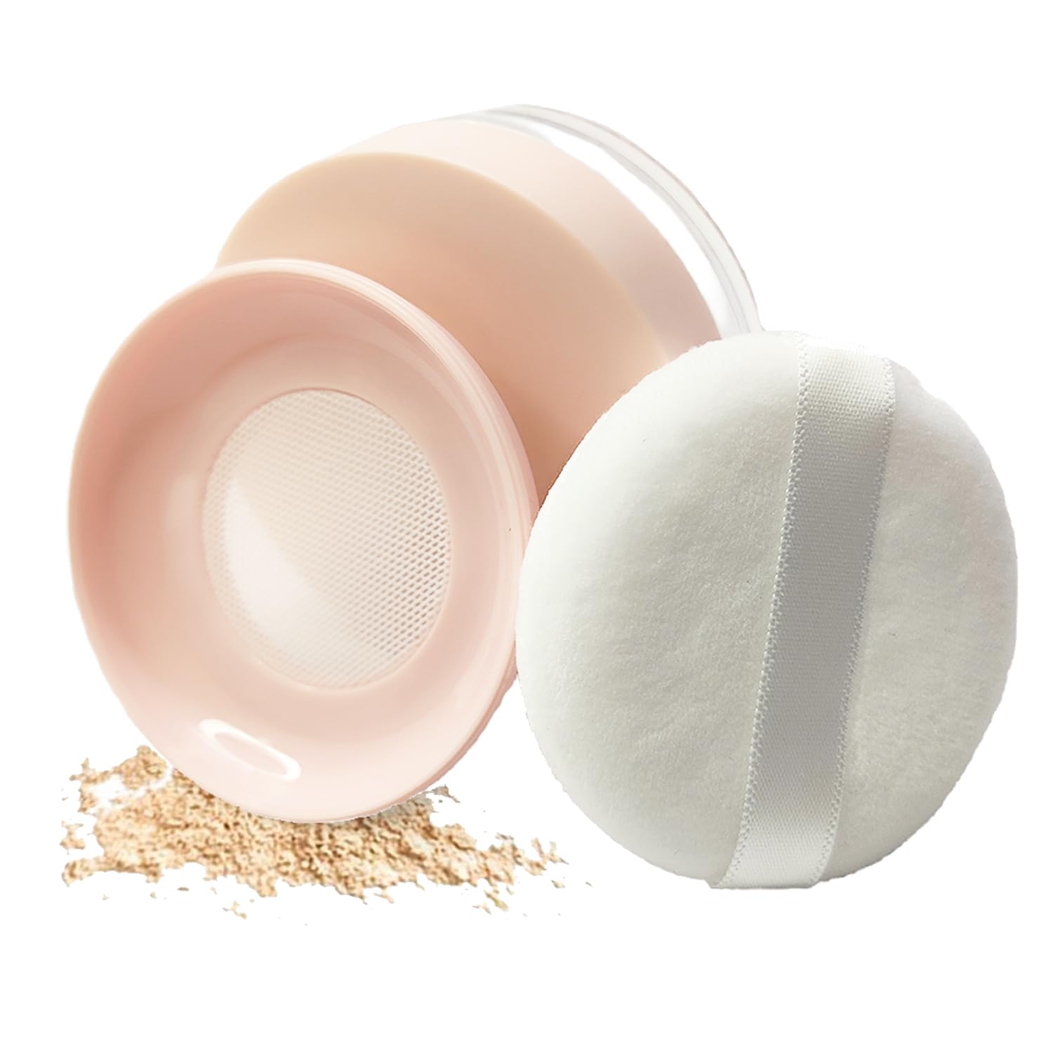 Praktyczny pusty pojemnik na puder do makijażu, bez wycieków, pusty plastik, wielokrotnego użytku, luźny puder, kompaktowy pojemnik, pojemnik na puder do makijażu DIY z gąbką, pudrem, 10 ml,