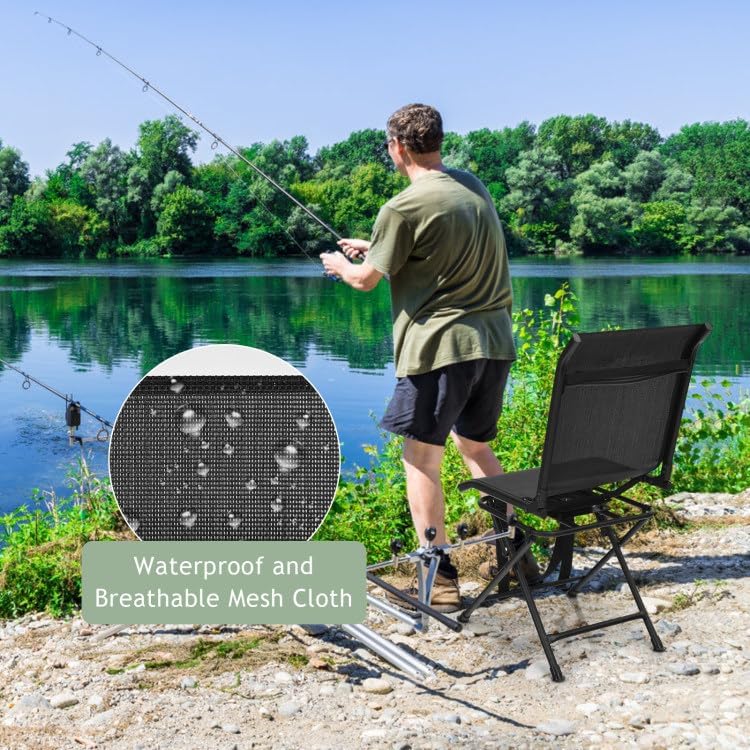 All Weather Outdoor Foldable 360 Degree Swivel Chair with Iron Frame