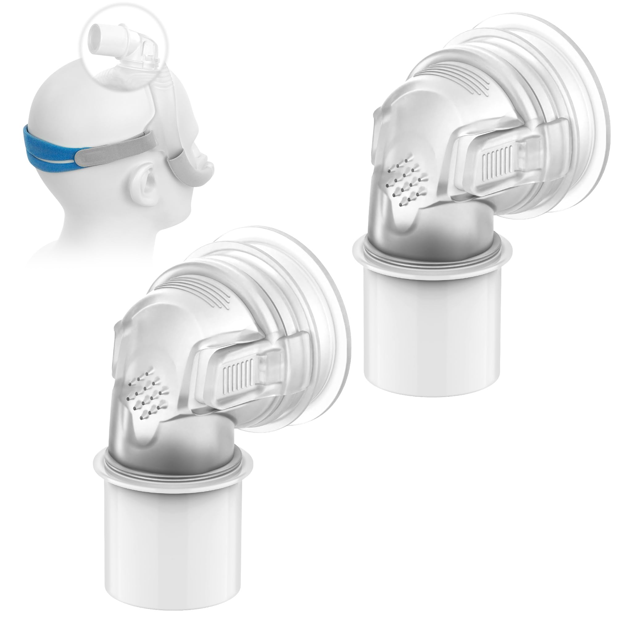 View 1 of 2 Packs Replacement Swivel Elbow Connector Compatible with Airfit N30i&P30i&F30i,Tube Quick-Release Elbow,Great-Value Supplies by Medihealer