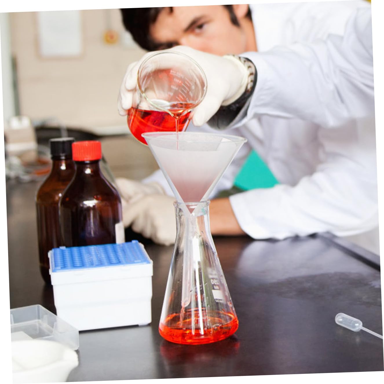 POPETPOP Discos de Papel de Filtro Cualitativo para Separación Efectiva de Caudal Medio 100 de 18cm Papel Blanco para Experimentos y Aplicaciones Generales en Química