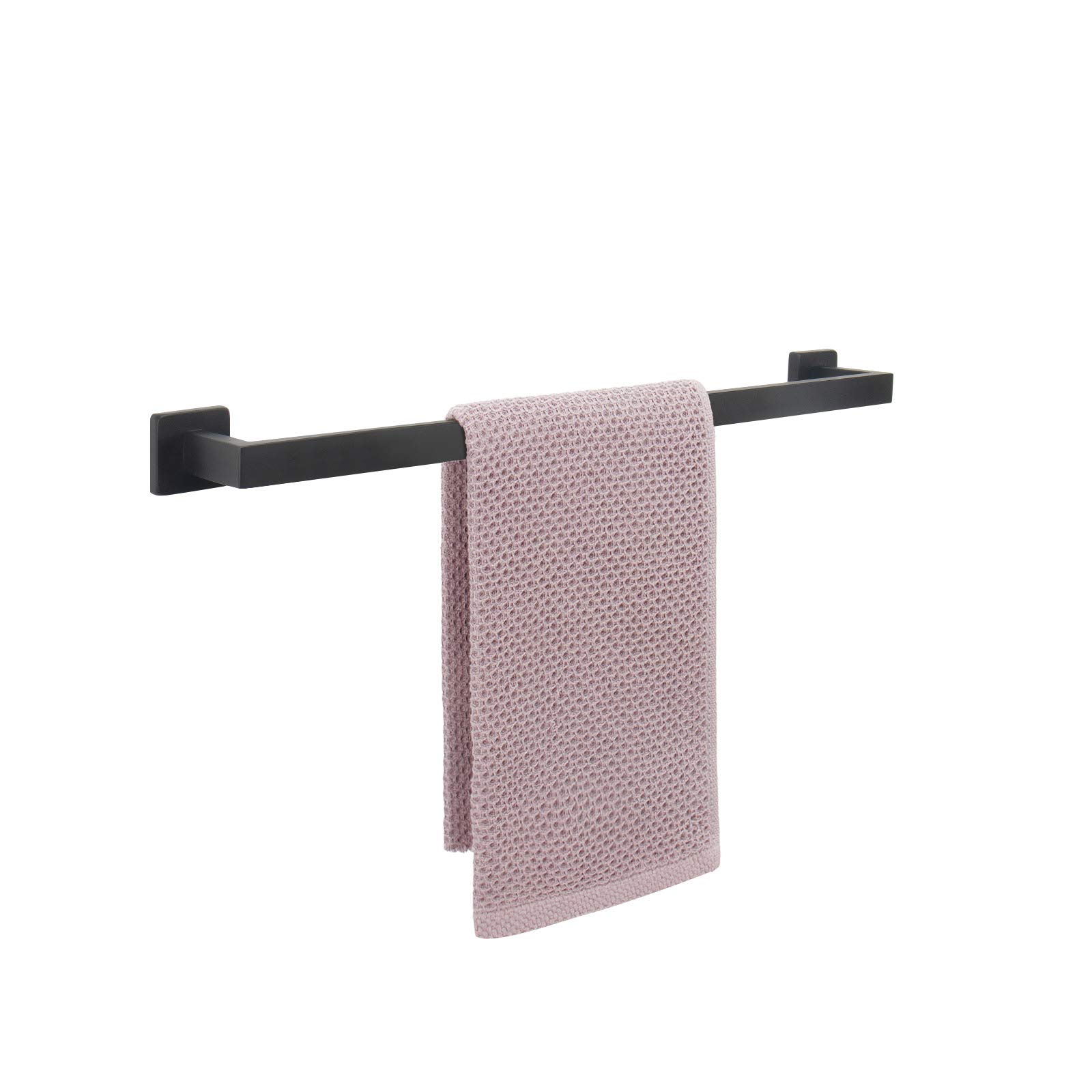 NearMoon Towel Bar, Bath Accessories Premium Thicken Stainless Steel Square Shower Towel Rack for Bathroom, Towel Holder Wall Mounted (1 Pack, Matte Black, 16 Inch)