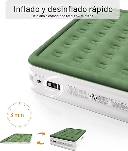 Miniatura 4 de Colchón de aire de tamaño matrimonial con bomba integrada, cama de aire cómoda elevada de 18 pulgadas, colchón inflable mejorado con bolsa de