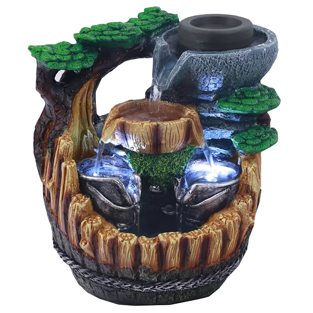 Fontanna ogrodowa LED, kaskada, wodospad, fontanna ozdobna, do pokoju, wygląd kamienia, wodospad, ogród skalny ornament Feng Shui Zen fontanna