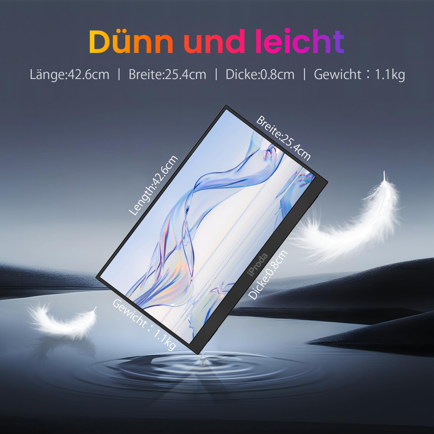 18.5" Portable Monitor 100% sRGB, 1080P Tragbare Bildschirm | Laptop Bildschirm Erweiterung mit USB-C HDMI eingebauten Lautsprechern Display für PC, Handy, Xbox, PS 3/4/5 & TV