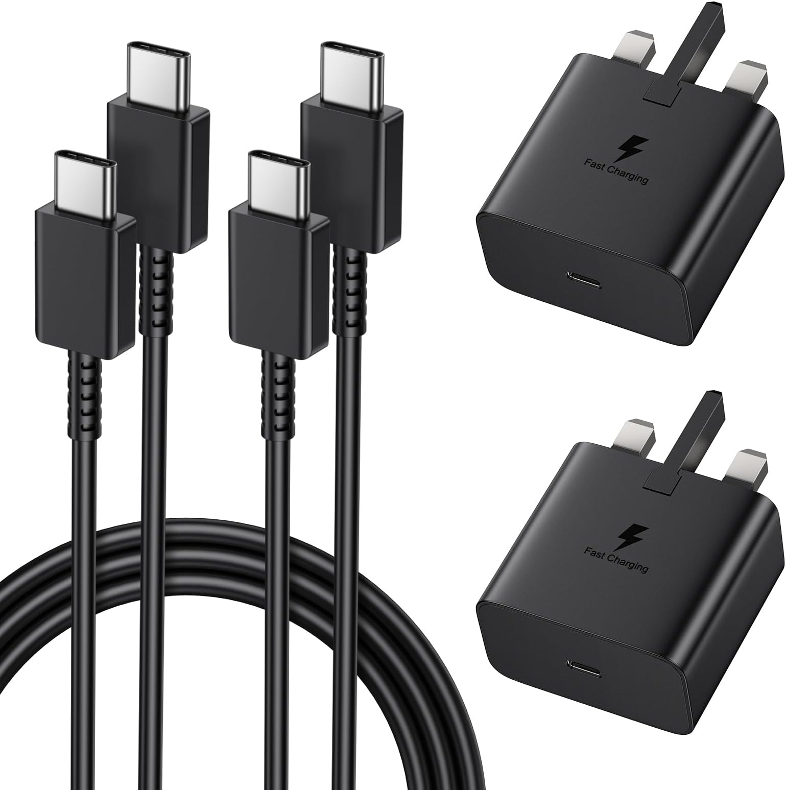 2 Pack 25W Samsung Phone Fast Charger Plug With 1.8M USB-C to C Cable Compatible with Galaxy S24/S24 Ultra/S24+/S23 Ultra/S22/S21/S20 FE/Note 20/A12/A13/A14/A53/A54,USB Type C Travel Adapter Wall Plug