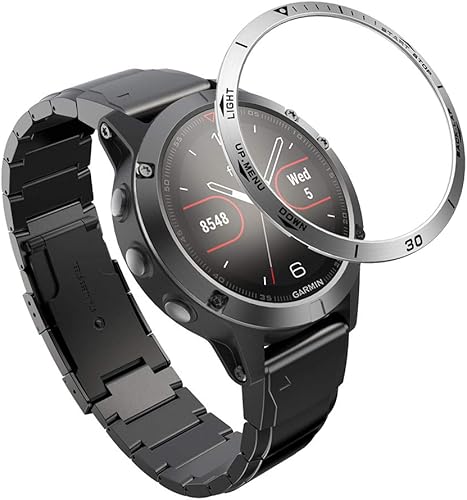 REYDA Bisel de reloj compatible con Garmin Fenix 55 Plus, anillo de bisel de acero inoxidable, cubierta adhesiva de bisel de acero inoxidable,