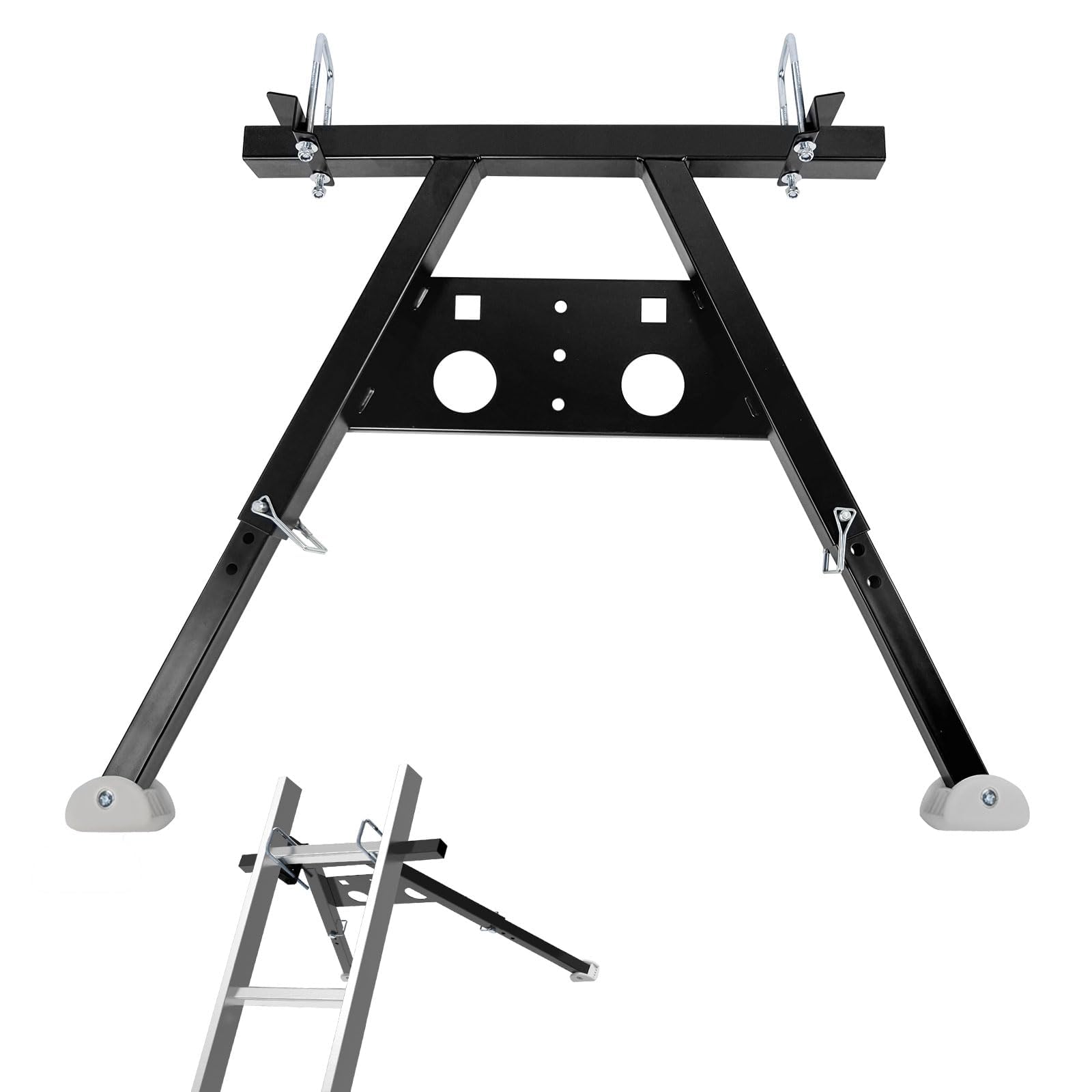 Estabilizador de escalera, separador de pared, accesorio de escalera de seguridad, estabilidad fácil de usar, clasificación de peso de 180 libras, color negro