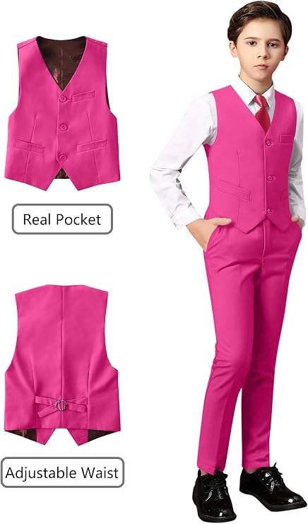 Toddler Suit for Boys 5 Piece Slim Fit Tuxedo,Ring Bearer Outfit Kids Wedding Guest Dress Clothes