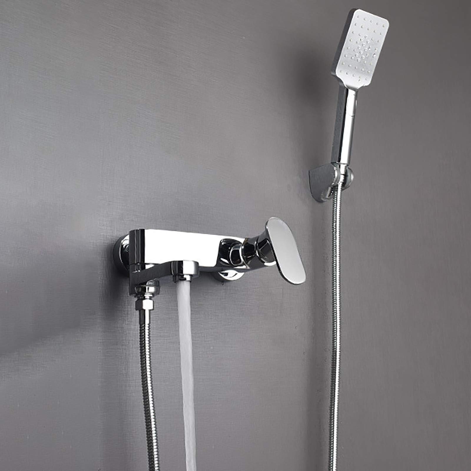 Rubinetto per vasca con acqua calda e fredda, rubinetto per vasca girevole, rubinetto per vasca a parete, rubinetto per vasca in ottone, miscelatore monocomando con doccetta a 3 modalità, nero