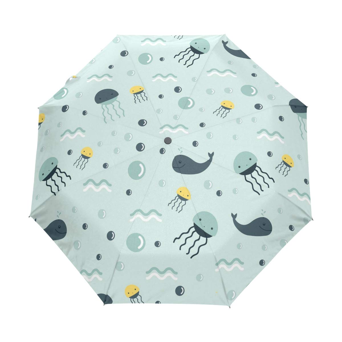 NYTTT Todpole Jellyfish Automatic Foldable Umbrella UV Protection Auto Open Close Folding Sun Blocking Umbrellas for Travel Women Boys Girls