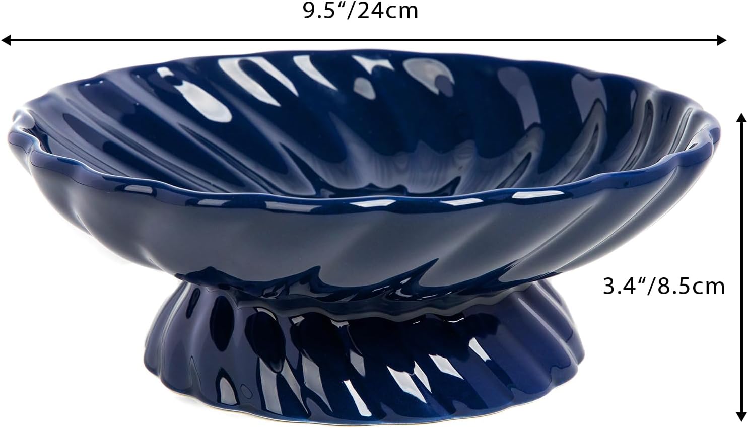 9.5-Inch Ceramic Fruits Bowl, Decorative Serving Plate, Centerpiece Fruits Tray or Fruit Basket for Kitchen Counters, Farmhouses, Dining Table, Blue