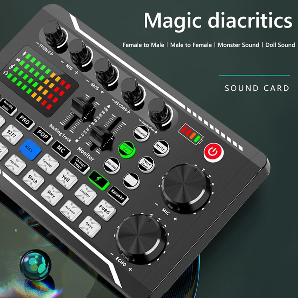 Kit scheda audio for registrazione da studio Registra audio dal vivo for computer con telefono via cavo Set mixer vocale for computer dal vivo(With Microphone)