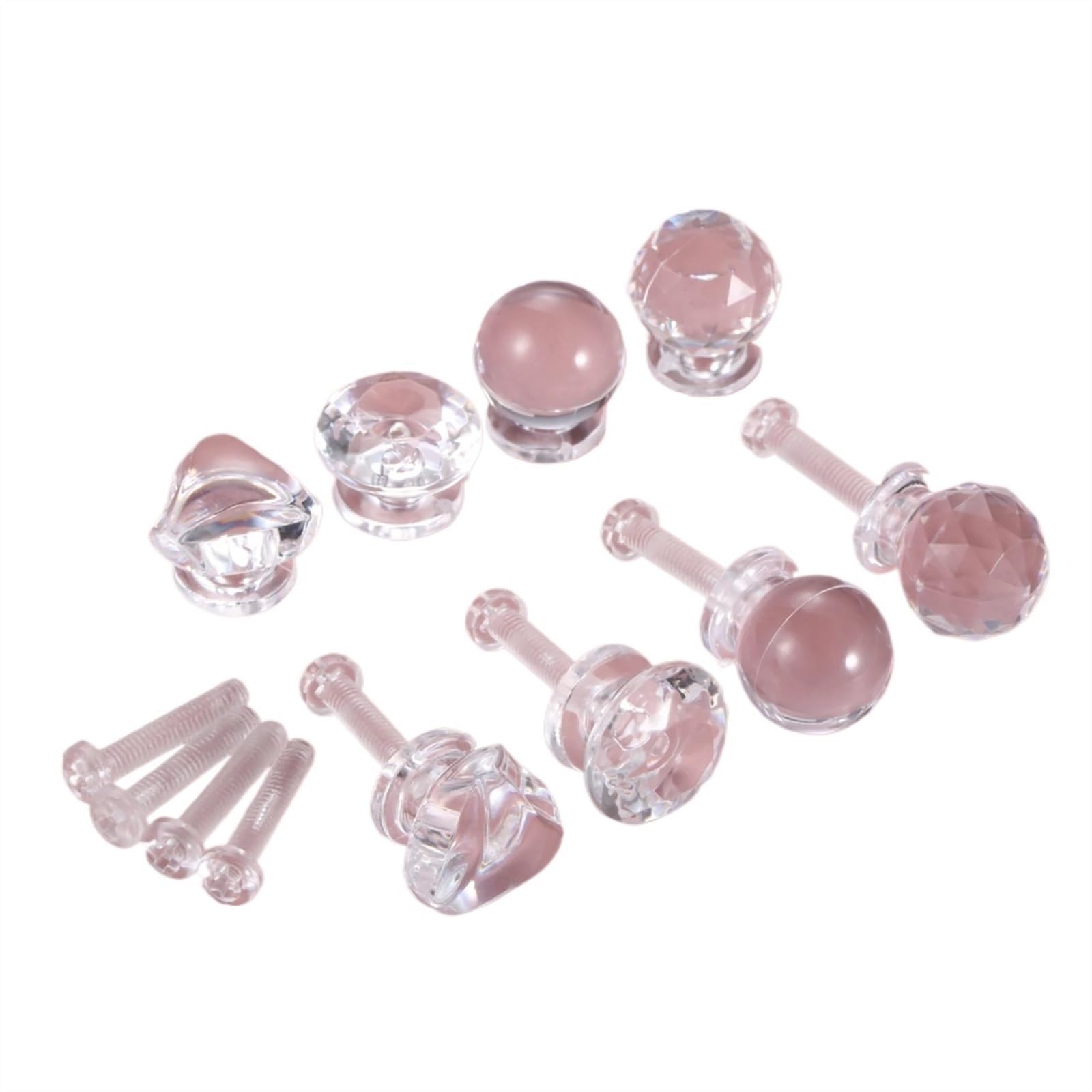 Mini Boutons Ronds en Acrylique Transparent de 10 Pièces avec Vis pour Tiroir