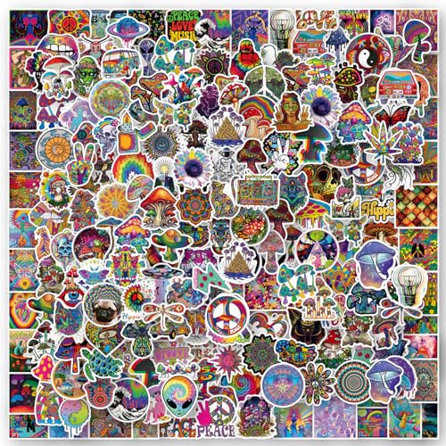 200 Pieces Trippy Stickers Cool Psychedelic Aesthetic Stickers Waterproof Vinyl Gifts for Phone Water Bottle Luggage Laptop Adults Teens