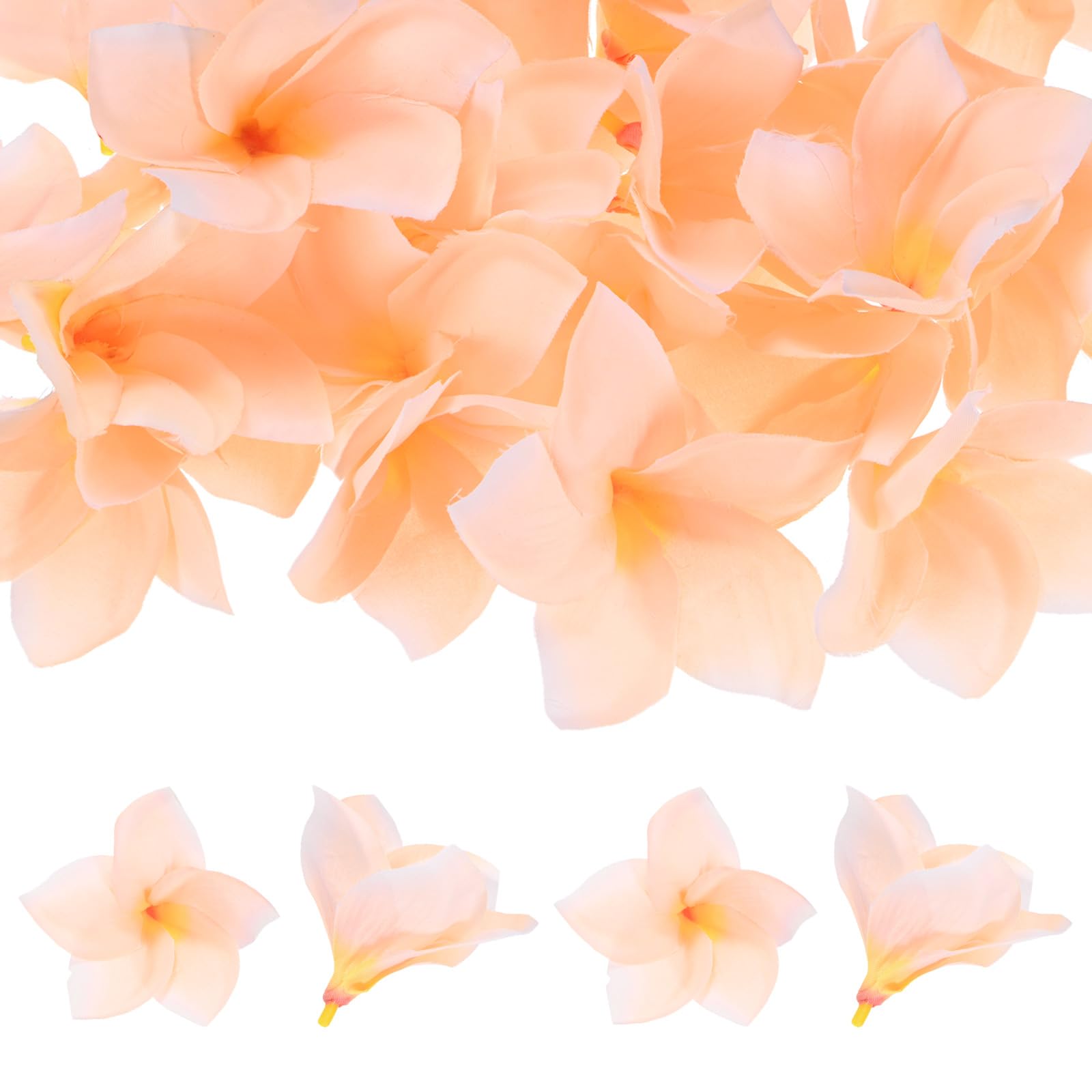 M METERXITY 10-Pack Artificial Plumeria Flowers 3.9"/10cm, Champagne
