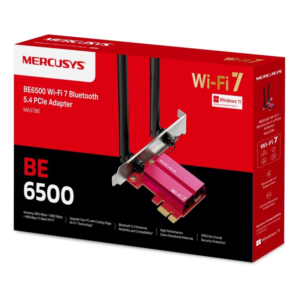 Carte Réseau Mercusys MA37BE BE6500 Tri-Band WiFi 7 Bluetooth 5.4