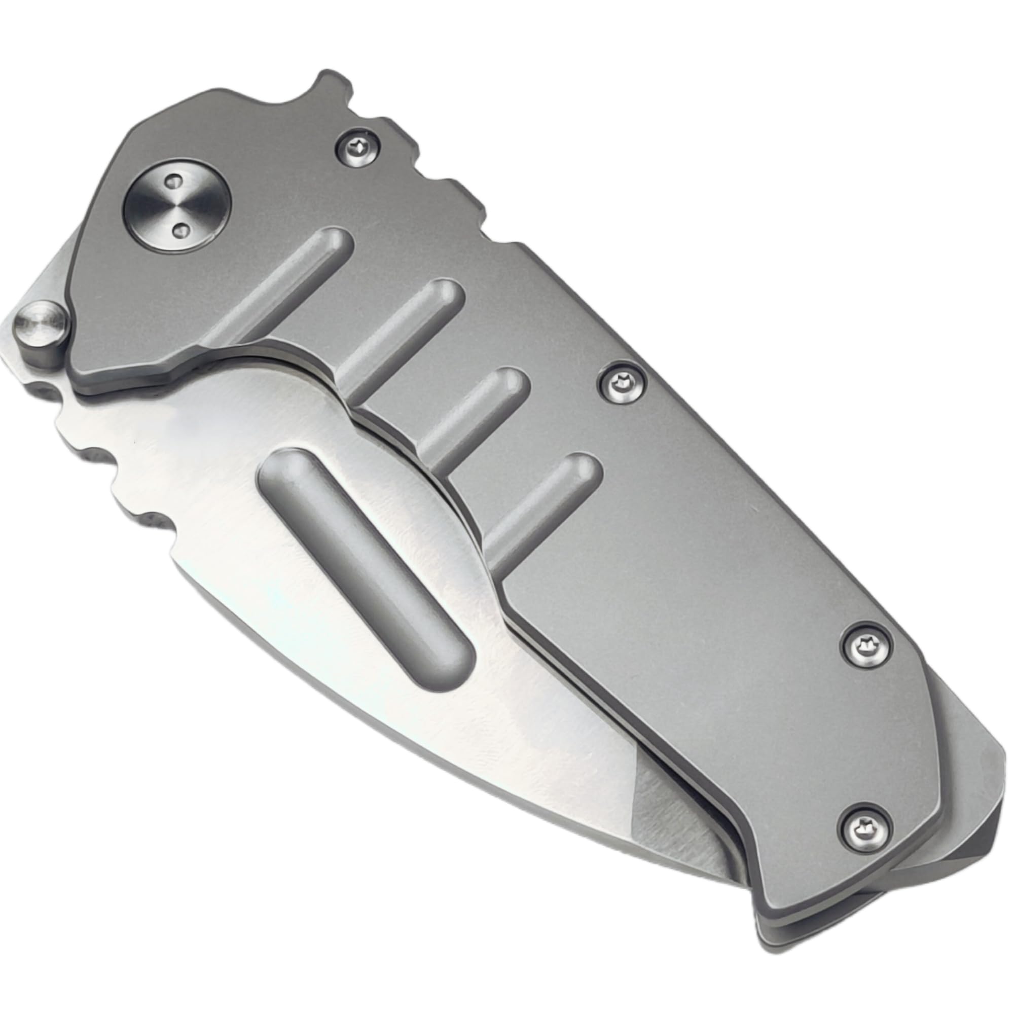 geegift Tactical Folding Knife,Folding Knife with Clip,Axe Blade Design,7Cr1 Blade Steel Handle, FrameLock Washer Glass Breaker,EDC Knife For Outdoor Camping Hiking Fishing Hunting (Grey,Axe Style)