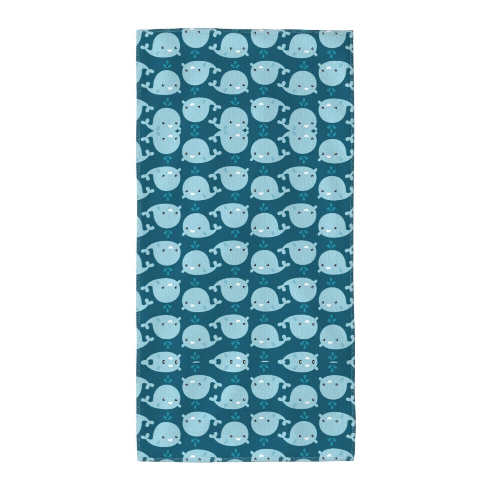 WYCZHY Cartoon Whales Background Printed Quick Dry Beach Towel For Camping Travel Vacation