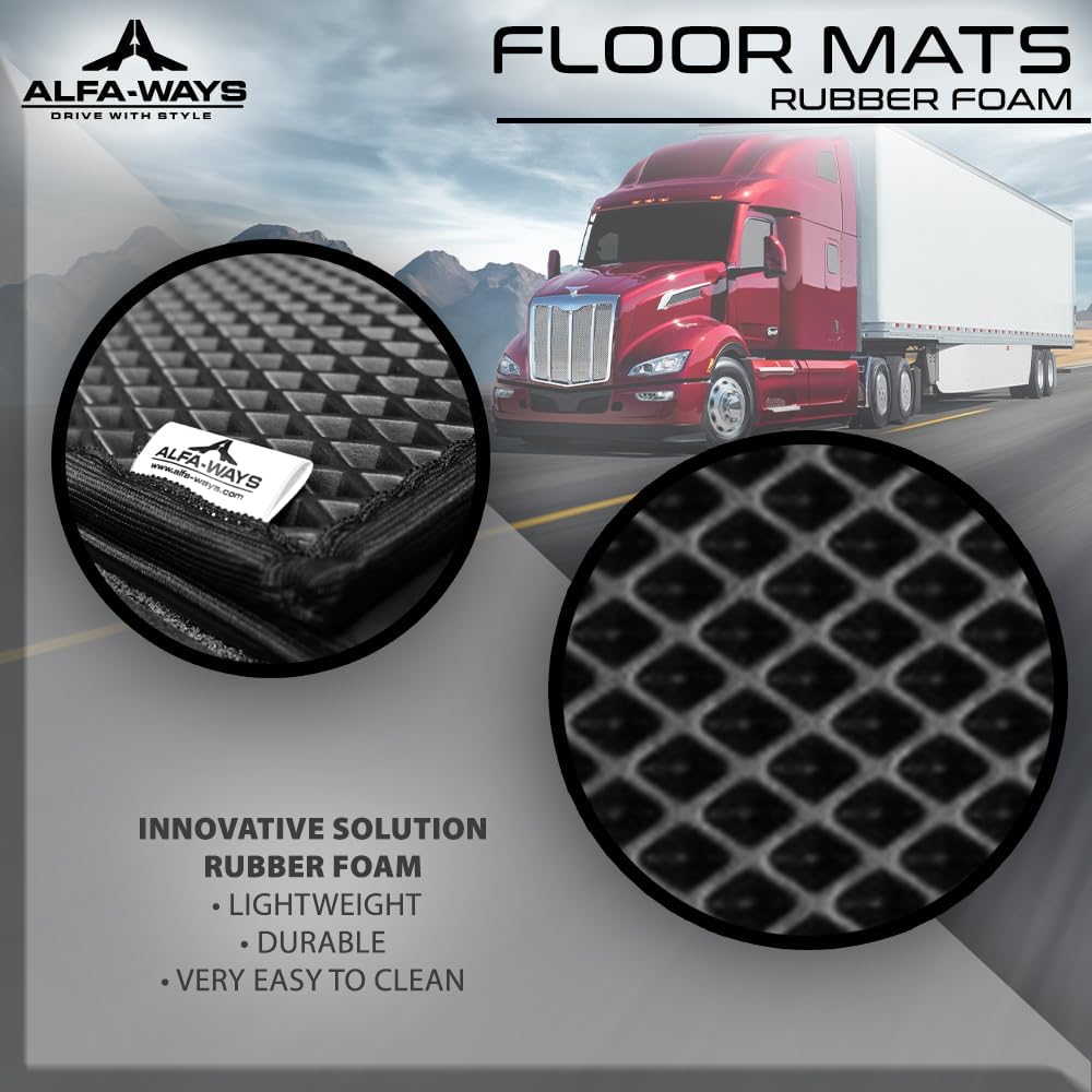 Floor Mats fits Peterbilt 579, All Weather Floor Mats Black, Floor Liners for Trucks 2 pcs, Car Mats All Weather, Floor Liners in Rubber, Black Protective Rubber Mats