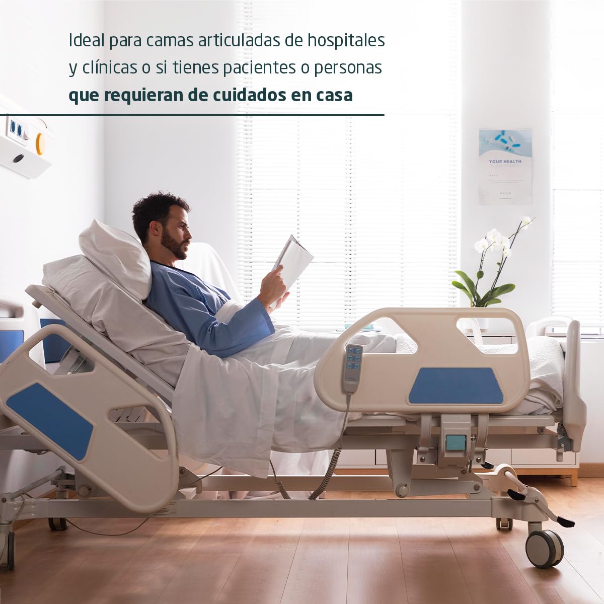 Colchón Geriátrico Hospitalario Articulado - Fabricado en España - Espuma HR Comfort Alta Densidad - Funda Sanitaria Impermeable y Transpirable - 105x190x15cm