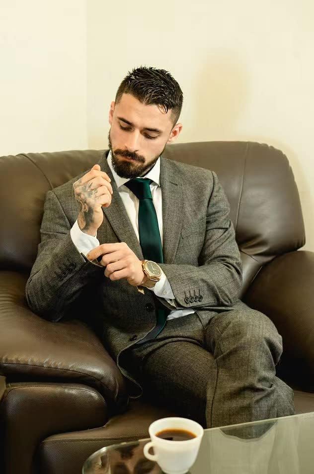 HISDERN Mens Ties Solid Color Ties for Men Formal Necktie with Pocket Square Set Satin Silk Neck Tie Handkerchiefs Set - Image 9