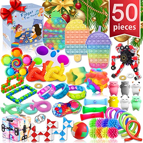 Fidget Toy Pack Fidgets Push Pop Bubble Popping Set It Mini Poppet Figetget Toys Pack Figetget Spinners, Sensory Toys for Autistic ADHD Kids Girls