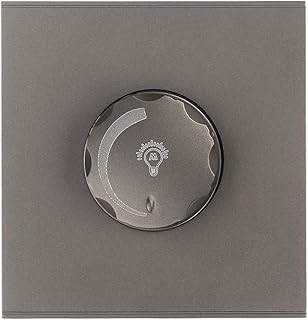 CNBINGO Rotary Dimmer Light Switch for Dimmable LED/Incandescent/Halogen Bulbs, No Neutral Wire Required, Stepless Leading Edge Dimmer Switch, Grey Screwless Flat Plate, 1-Way, 1 Gang, 500 Watts