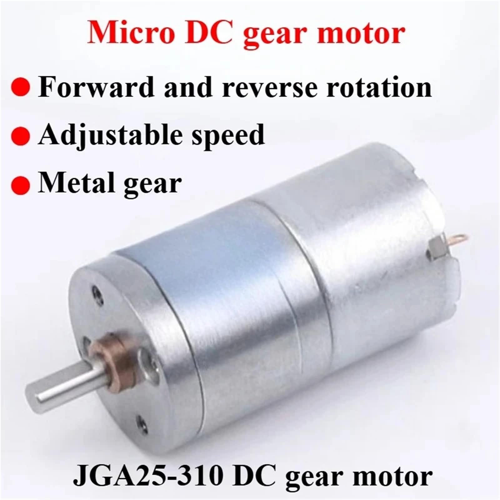 1 x dwustronny silnik z przekładnią DC, JGA25-310, 6 V, 12 V, mikrosilnik o wysokim momencie obrotowym (silnik x wspornik, 12 V18 obr./min, 6V)