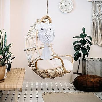 FREEBLOSS DIY Macrame Owl Kit with Instructions Macrame Wall Hanging Ornament Boho Wall Hanging Decor Pure White Macrame Tapestry Gift Macrame Kit for Beginners