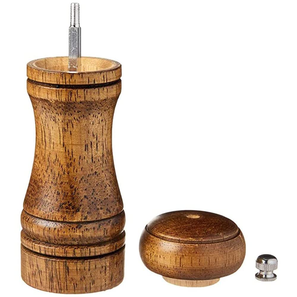 Ancllo Red,Black Wood Salt And Pepper Mill Set, Pepper Grinders, Salt Shakers With Adjustable Ceramic Rotor- 5 Inches