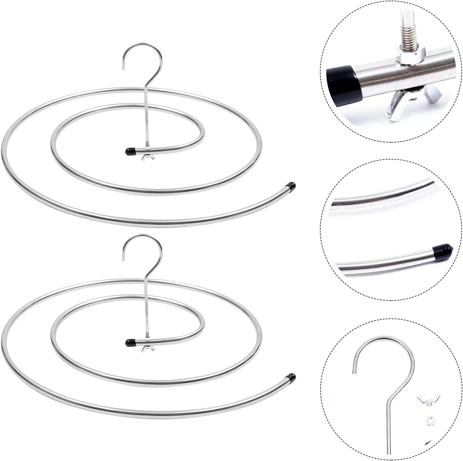 VOSAREA Space- Saving Clothes Organizer 2Pcs Stainless Steel Laundry Drying Rack Spiral Shape Drying Rack Hanger for Bed Sheet Bed Cover Clothes Drying Rack