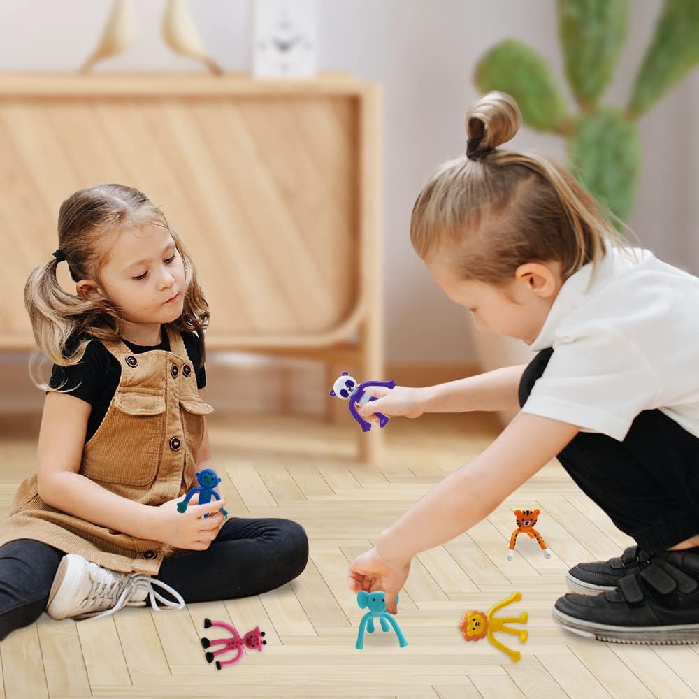 ArtCreativity Animal Bendable Figures, Set of 48, Stress Relief Bendy Toys for Kids in Panda, Tiger, Giraffe, Monkey, Elephant and Lion Designs, Bendable Toys, Zoo Animal Party Favors (Pack of 2)