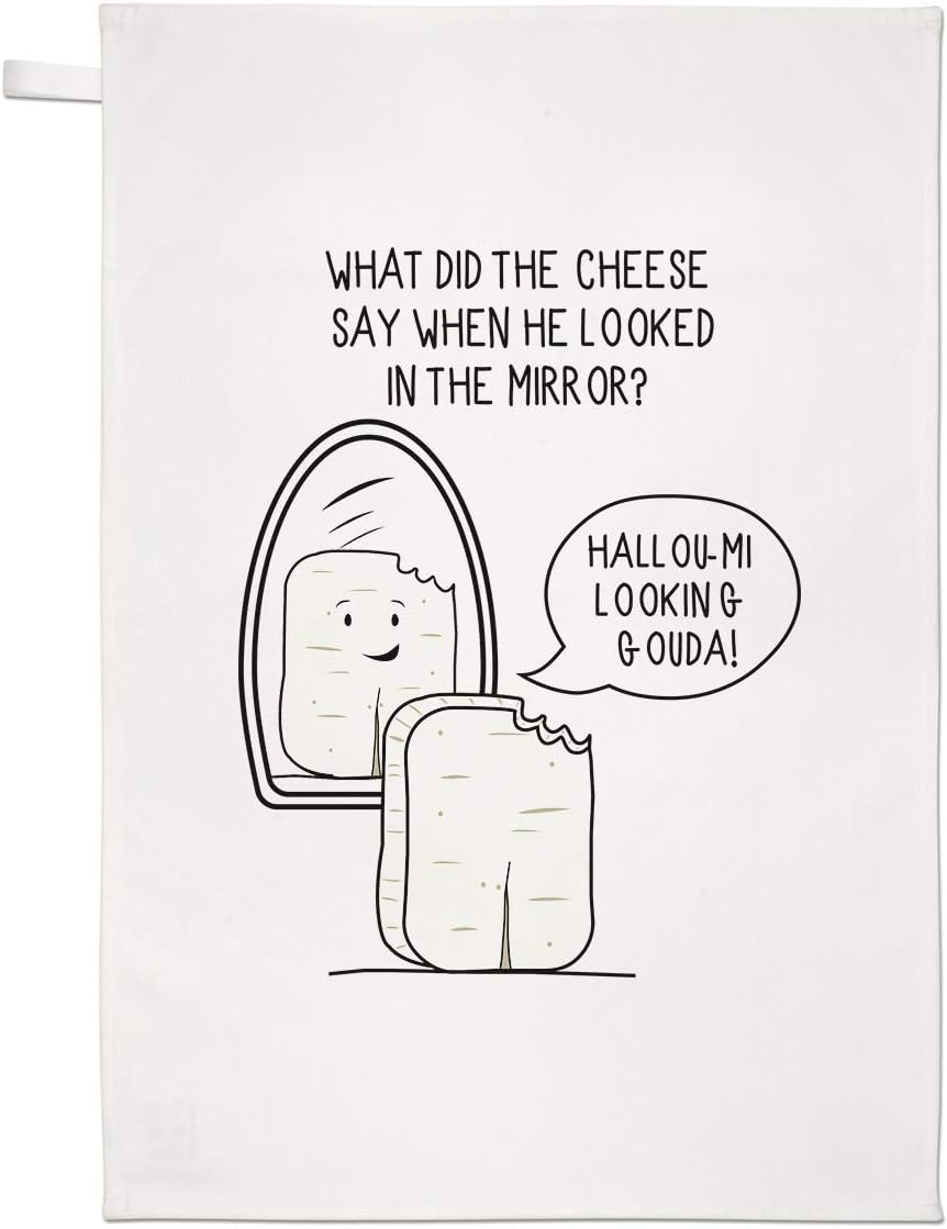 Halloumi Looking Gouda Cheese Joke Tea Towel Dish Cloth Amazon.co.uk