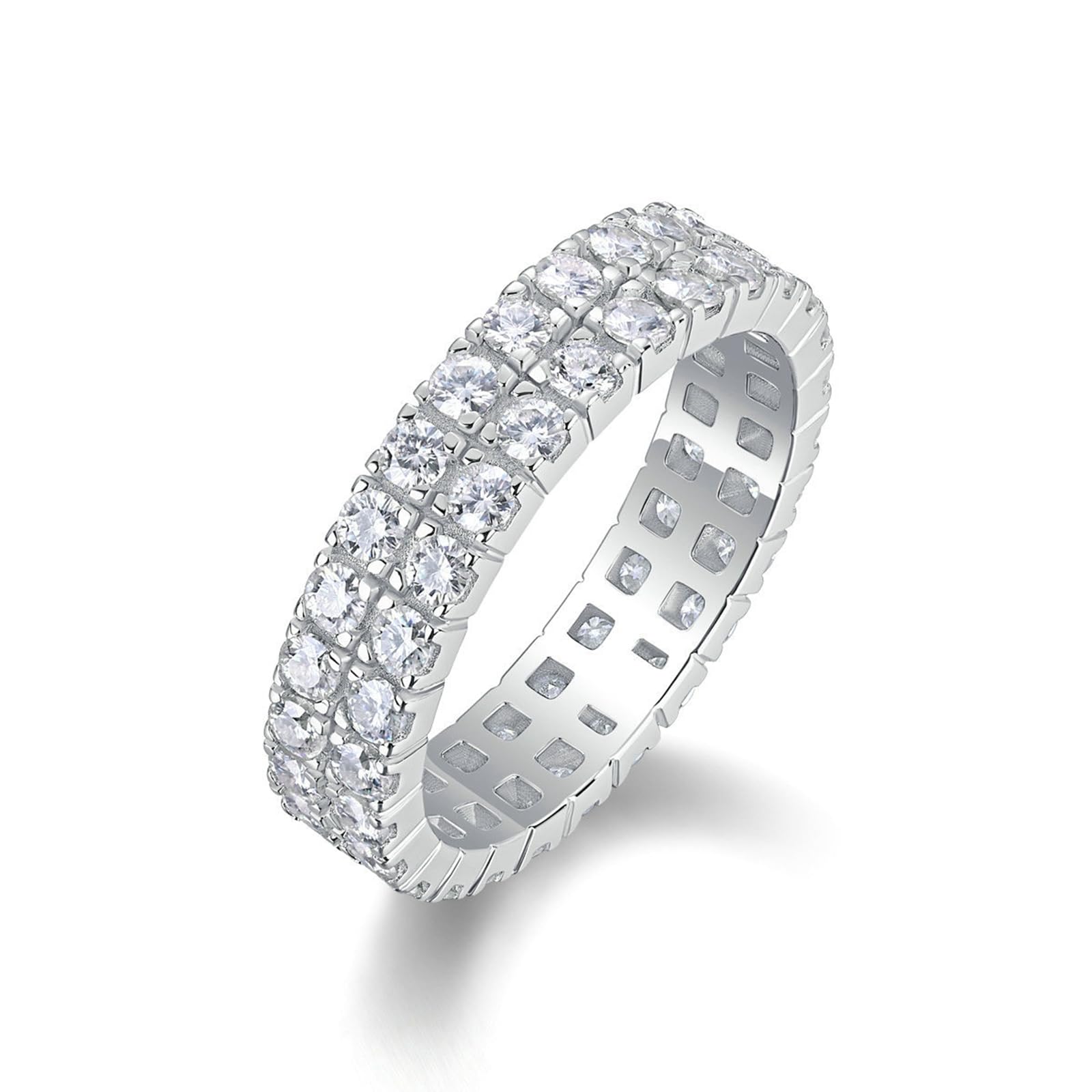9K 14K 18K Gelbgold Ring, Ringe Damen 2X2mm Moissanit Def Kein Edelstein