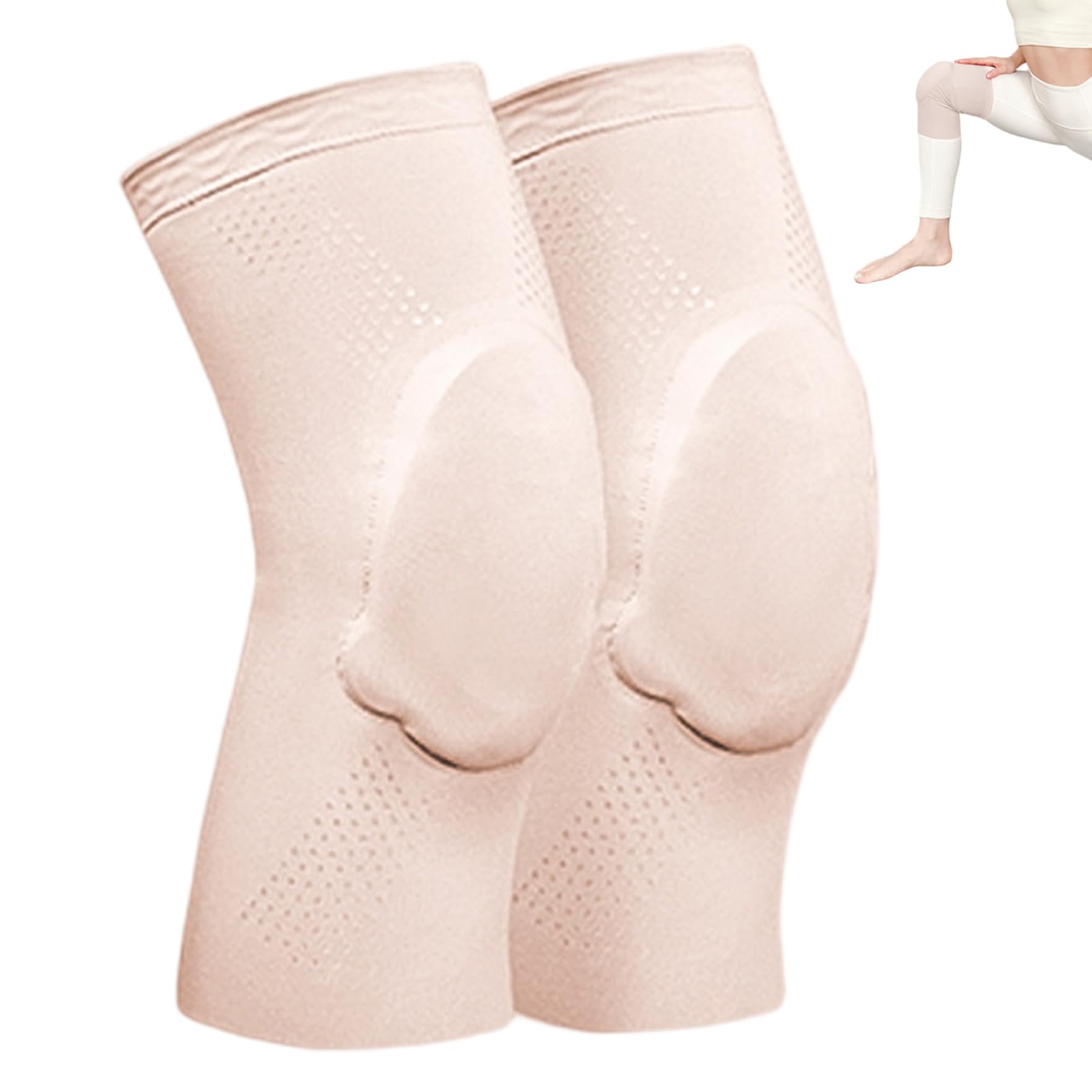 Vistnale Gel Knee Pads, Dance Knee Pads, Ultra-Thin & Breathable Sleeves for Women, Volleyball, Yoga, Cheerleading, Skin Color