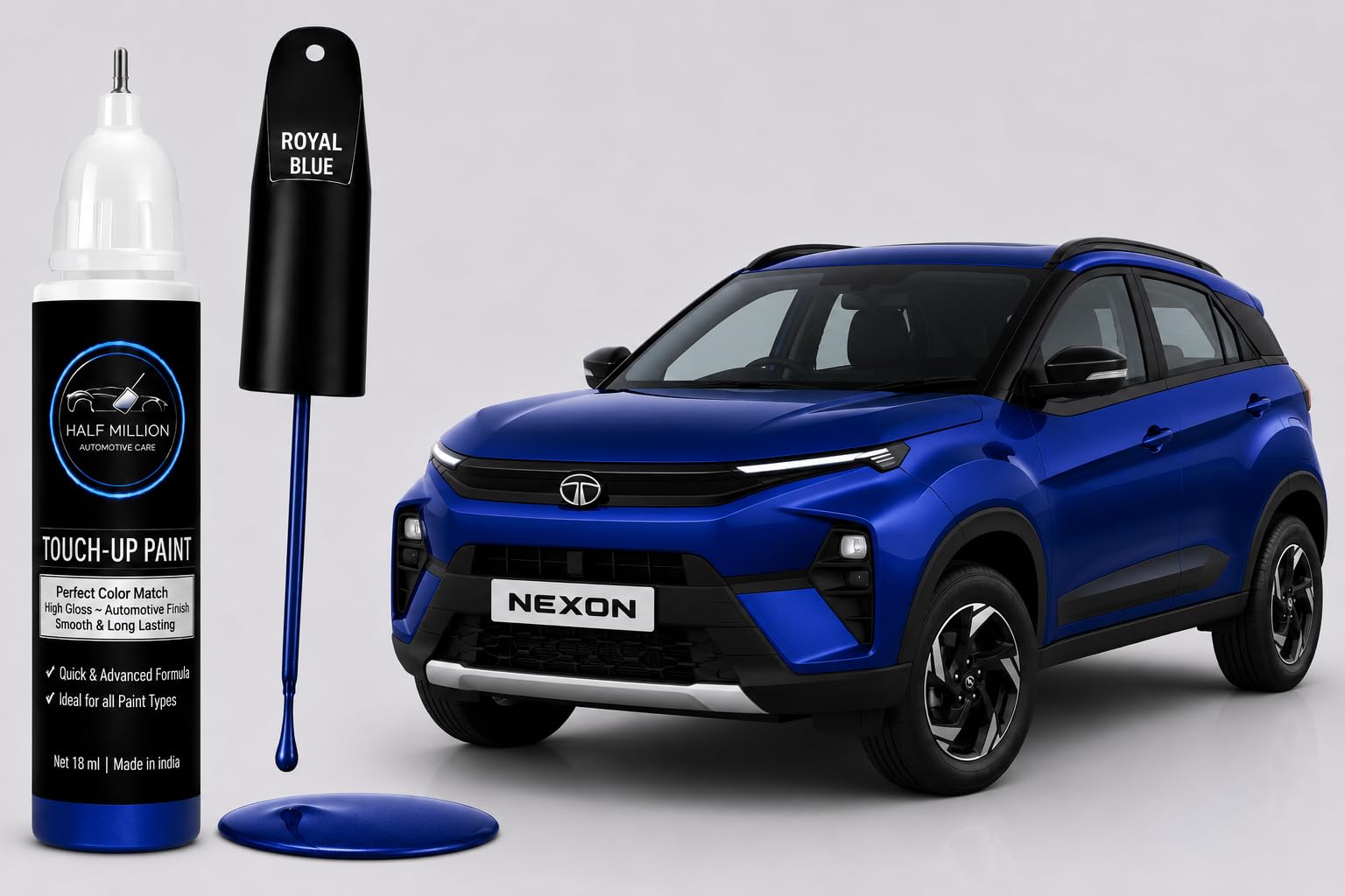 Half Million® Tata Nexon Royal Blue Touch Up Paint | Factory Color Matched | Scratch & Chip Repair for Minor Damage | Quick Dry 2K Finish | Rust Protection | DIY Car Repair | 18ml-image-3