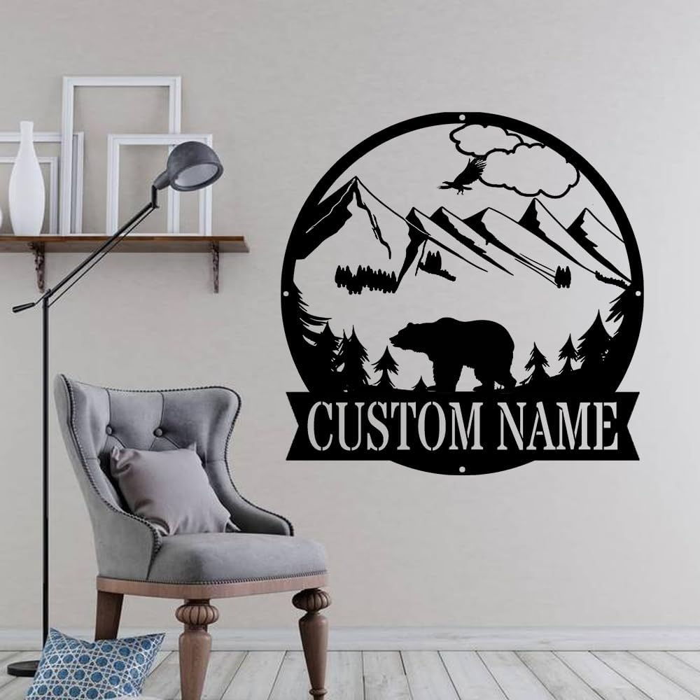 Custom Metal Signs Outdoor Metal Wall Art Monogram Wall Décor Custom Family Name Sign. (20" x 20", Deer Circle Metal Sign Custom1)