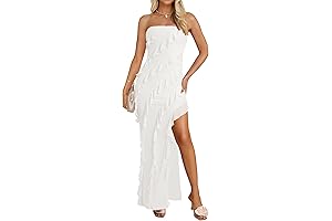 Women's 2024 White Dress: Strapless Bodycon Wedding Maxi Dress
