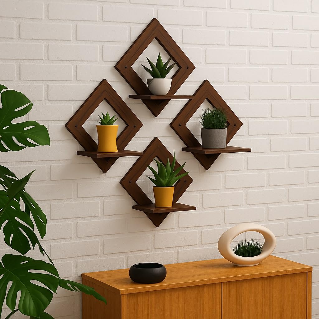 Bhikham Creation Wooden Tree Wall Shelf | Stylish Wall Mounted Shelf for Home & Office Décor | Engineered Wood, Brown | Storage & Display Rack for Living Room-image-31