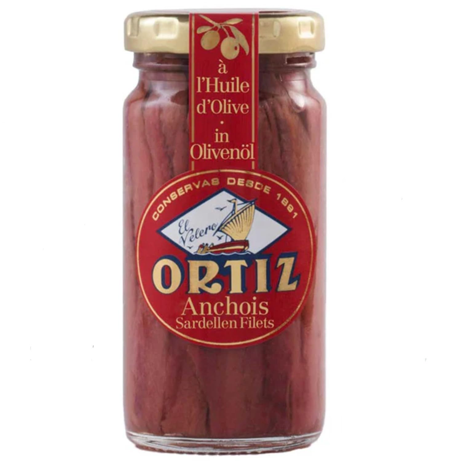 Ortiz Anchoas En Aceite De Oliva Anchovies Sardellenfilets in Olivenöl Spanien inkl. FeinWert E-Book (3 x 95g)