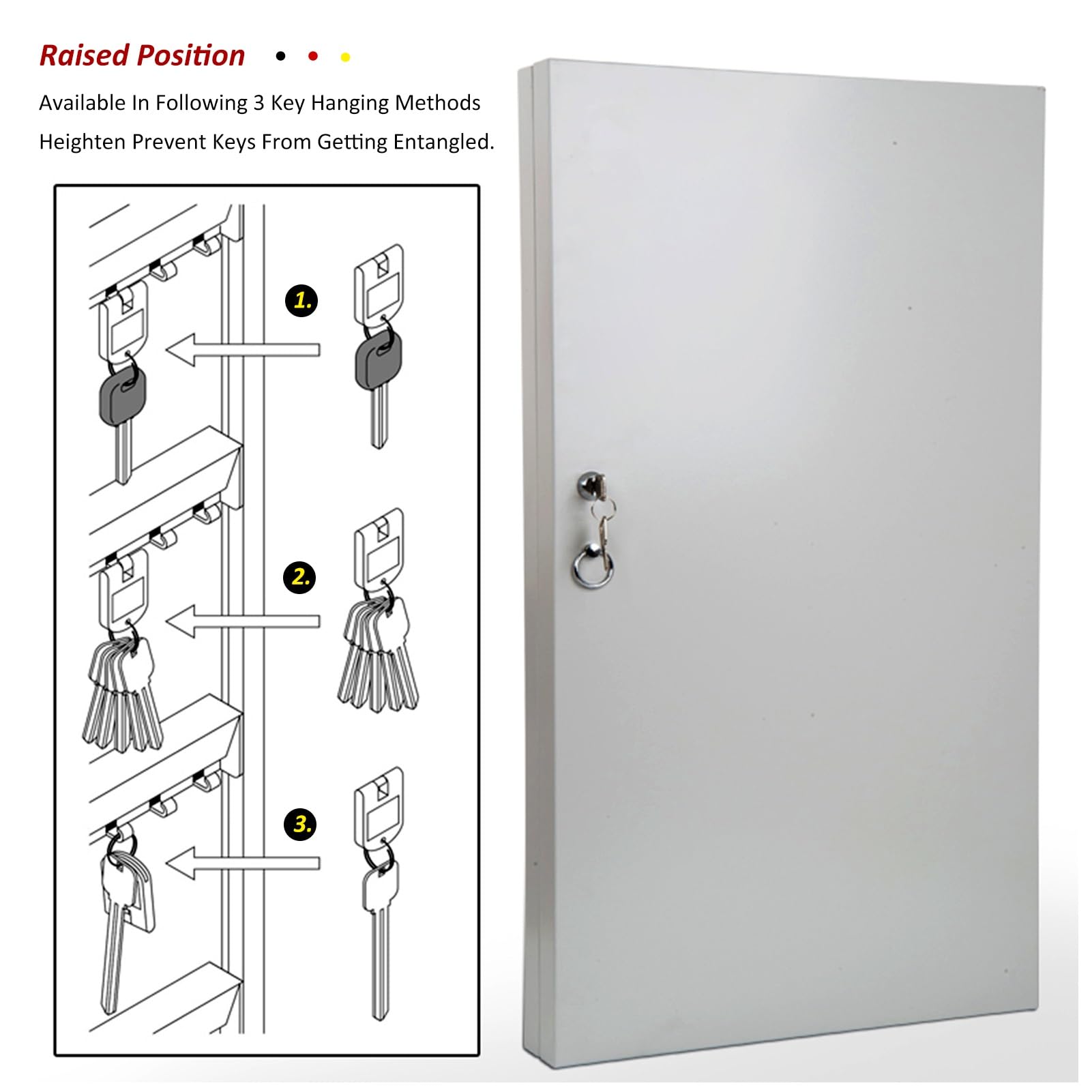 Caja de llaves resistente, armario con cerradura de montaje en pared con etiquetas para llaves, perfecto para escuelas, hoteles, fábricas y gestión de bienes raíces, solución segura de almacenamiento