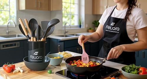 Miniatura 8 de Juego de utensilios de cocina de silicona de alta calidad, 33 piezas, resistente al calor a 446 F, antiadherente, sin BPA, asas de madera, espátula,