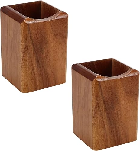 Miniatura 5 de Paquete de 2 soportes de madera para lápices, multiusos, de madera natural, para lápices, ollas, organizador de escritorio, caja de almacenamiento
