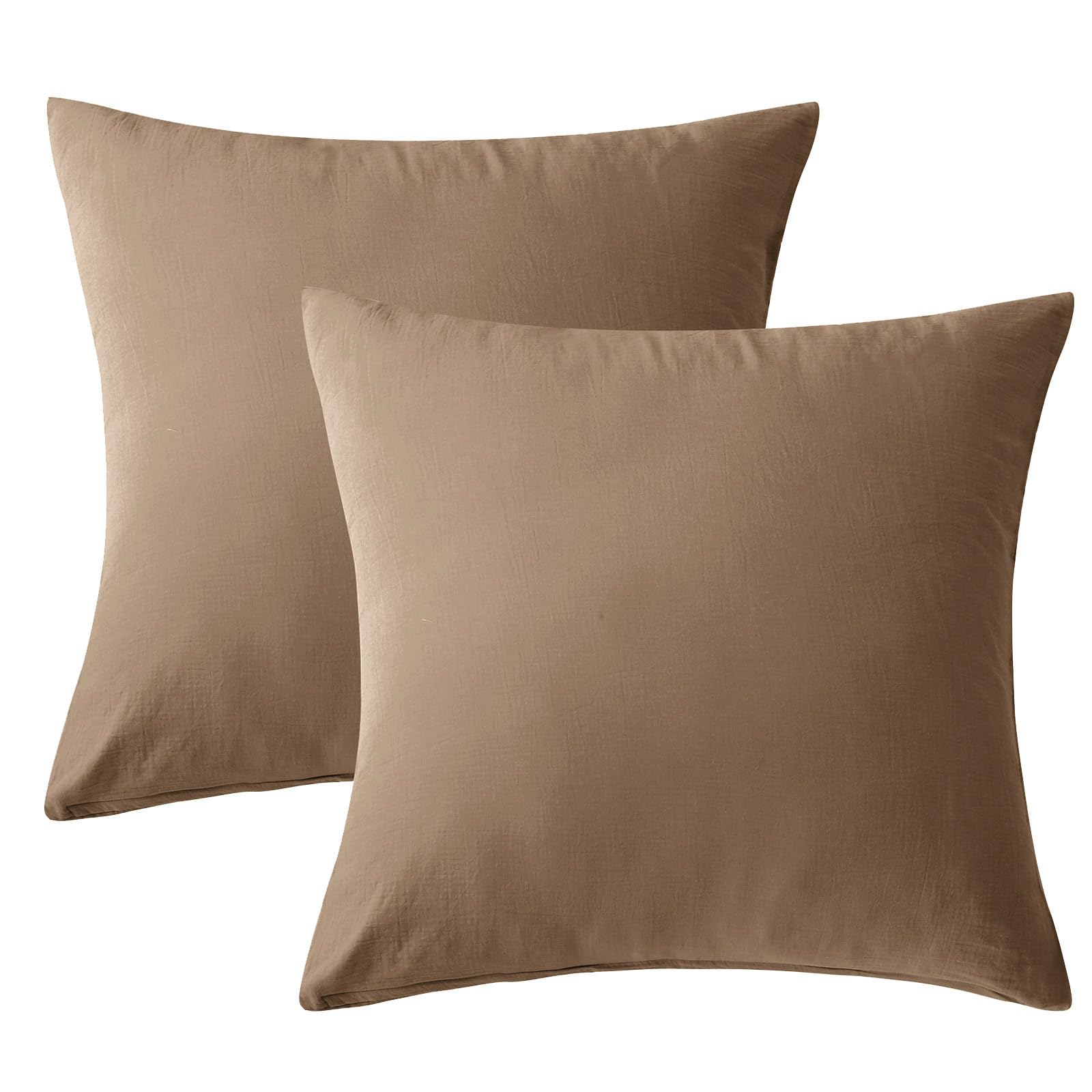 SOULFUL Doppelte Muslin Kissenbezug 45x45 Baumwolle, Kissenbezüge 2 Teilig mit Reißverschluss, ÖkoTex Zertifiziert, Dunkler Kaffee